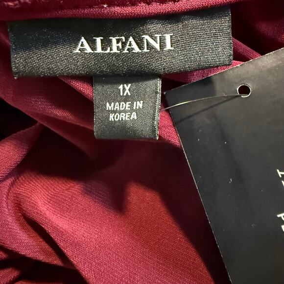 Alfani Burgundy Layered Chiffon Tunic Blouse, Plus Size 1X, NWT - Picture 6 of 7